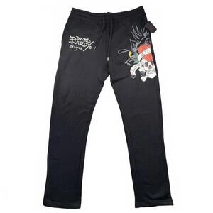Don Ed Hardy NEW Men's Black Casual Pants Size Large Skull Heart Love Kills